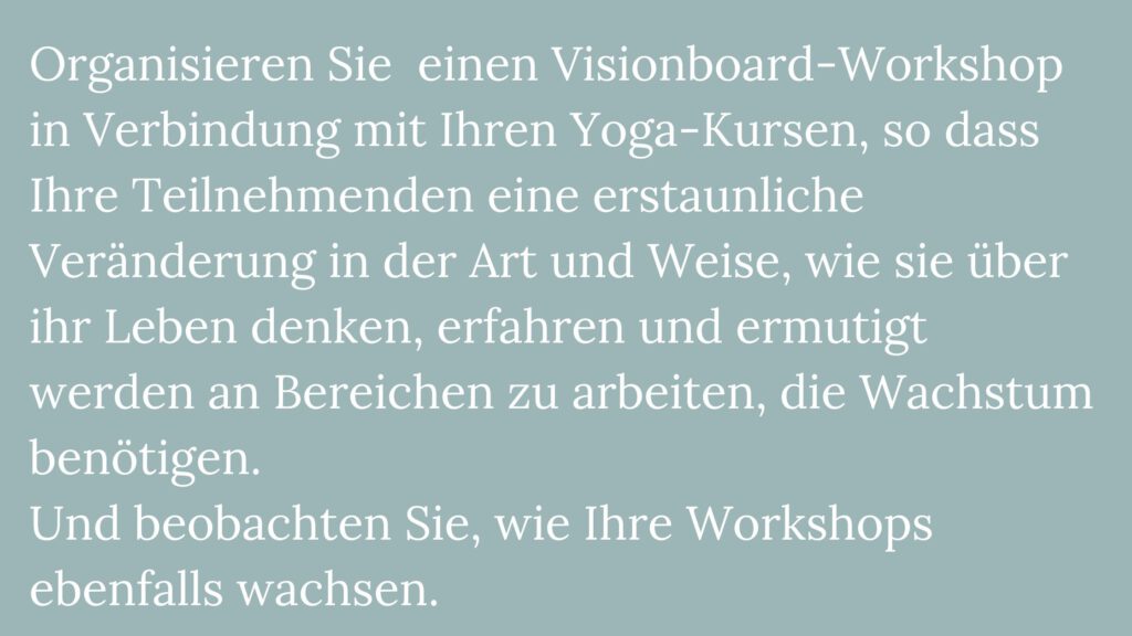 Visionboard für Yoga Classes